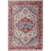 Photo of the Kas Rugs Ashton Grey/Red Taylor 2x3 feet area rug showing the full rug with its detailed medallion and border design.