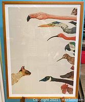 Full view of framed print mounted on easel