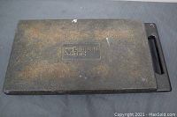 Top view of black plastic carrying case with Canadian Tire logo, showing surface wear and scuffs.