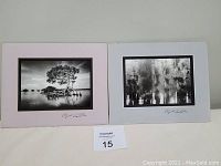 Two signed matted black and white photo prints by Clyde Butcher, titles 'Gaskin Bay' and 'Thompson Pine Island Rd. #3' shown side by side