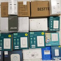 Overhead view of all smart switch, plug and dimmer boxes