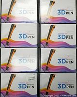 Eight boxed Ataraxia Art 3D Printing Pens arranged in two columns and four rows, showing the front of each package.
