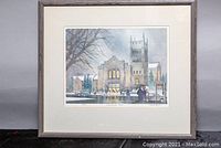 Framed Douglas Brown print of Yorkminster Park in winter, showing the entire frame and artwork.