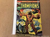 Front cover of The Champions comic issue #1, showing main characters and Marvel Comics Group branding.