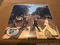 Front cover of The Beatles Abbey Road album showing famous crosswalk photo.