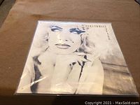 Front cover of Eurythmics "Savage" LP album showing artistic close-up of woman's face in monochrome.