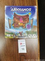 Top view of The Towers of Arkhanos board game box, showing front artwork and title.