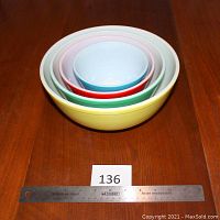 Top view of all four nesting bowls showing colors and size gradation