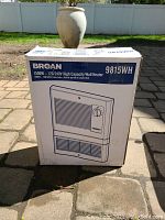 Broan 1500W high capacity wall heater box showing front of packaging and product illustration.