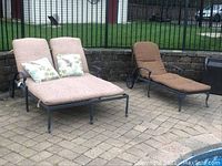 Both loungers positioned side by side on paver deck showing overall set
