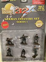 Close-up of German Infantry Set Series 1 with six detailed 32nd scale soldier figurines in package