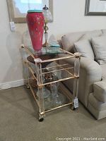 Front-angle view of the two-tier cart with decorative items removed