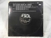 Back side of record sleeve showing track listing and condition of the sleeve with wear and creasing.