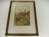 Framed watercolor painting displayed from the front showing entire artwork and frame.
