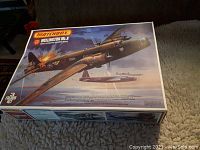 Top view of the Matchbox Wellington MK.X model kit box showing detailed bomber artwork and the Matchbox logo.