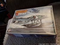 Front of vintage Matchbox Heinkel He115 model kit box showing aircraft artwork and branding