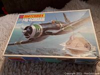 Box top front showing F4U-4 Corsair artwork and condition with splits