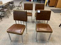 Four retro kitchen chairs arranged in two rows showing overall condition and style