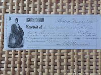 Full view of the original 1864 receipt dated May 14, showing the amount, signatures, and engraved artwork.