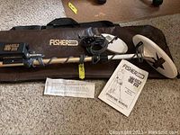 Full kit on brown carrying case: assembled detector with control box, manual, paper insert