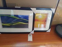 Both framed photographs together, showing the corners protected with cardboard and the overall appearance.