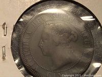 Obverse side of 1899 Canadian Large Cent featuring Queen Victoria profile.