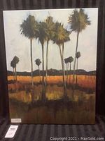 Full front view of 'Tall Palms II' canvas painting showing palm trees and landscape colors