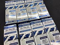 Eight boxes of Ever Smile Whitefoam On-The-Go Cleaning & Whitening for Clear Aligners & Retainers in mint flavor, displayed on a black surface.