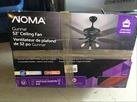 Box showing Noma Gunnar 52 inch ceiling fan with branding and product details