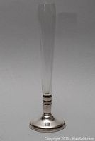 Full view of the crystal bud vase with sterling silver base