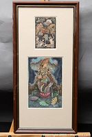 Full view of the framed artwork showing both watercolour paintings vertically aligned in mat and wood frame.