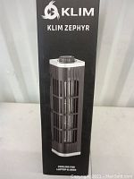 Front of the Klim Zephyr box showing product image and branding