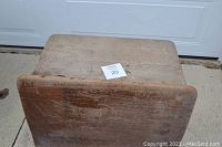 Top view showing wide flat desk surface with wear and aged wood finish