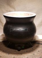 Front view of black Grande Chef electric soup kettle showing rounded body and control knob base.