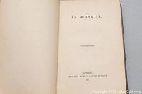 Title page showing 'IN MEMORIAM' and publication information including publisher Edward Moxon, Dover Street, London, 1851.