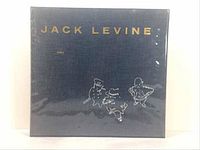 Front cover showing dark textured hardcover with gold embossed title 'JACK LEVINE' and silver line figures
