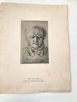 Close-up of engraved portrait showing Richard Wagner's face illustration with signature, dated 1843 and printed text below the image.