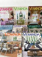 8 Veranda magazines arranged to show colorful covers with different interior and architectural designs