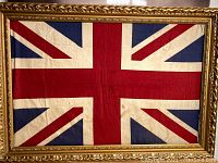 Full frontal view of framed Union Jack flag showing overall appearance and dimensions