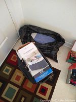 Mainstays full size elevated air bed in original packaging with product image and description visible on box.