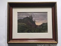 Photo of the framed landscape watercolour painting, showing overall composition and frame condition.