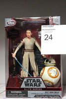 Front view of the boxed Star Wars Elite Series Rey and BB-8 die-cast action figures showing the characters, packaging, and branding.