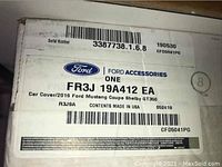 Label showing Ford Accessories branding and part number FR3J19A412 EA