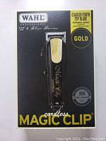 Retail box front showing Wahl Magic Clip branding and gold clipper image