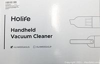 Box with Holife branding and product model HLHM555A printed along with a line drawing of the handheld vacuum cleaner