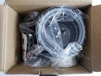 Top view of boxed Creative Home 2QT tea kettle and HadinEEon milk frother, both wrapped in clear plastic.