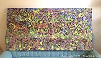 Full frontal view of entire 60×30" canvas showing abstract composition
