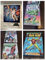 Mounted Star Wars canvas poster featuring characters and ships with Star Wars logo