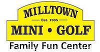 Yellow and black Milltown Mini Golf Family Fun Center logo graphic