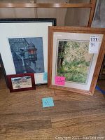 Three framed art pieces together showing their relative sizes and frames.